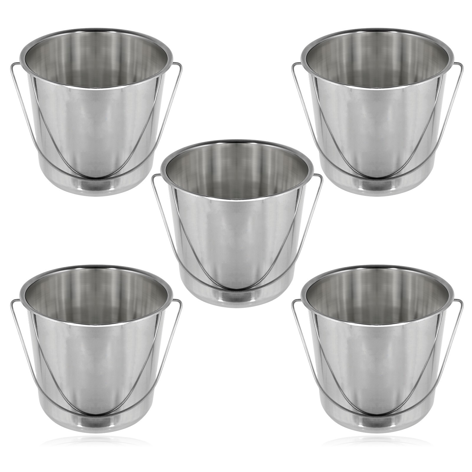 Plant Pot Bucket 12L Stainless Steel Gardening Shrub Flower Planter 12 Litre x 5