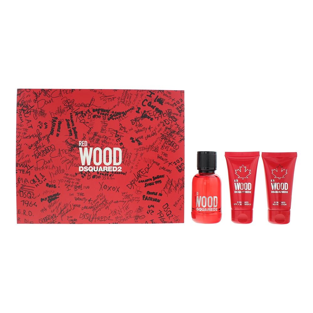 Dsquared2 Red Wood Eau de Toilette 50ml, Shower Gel 50ml + Body Lotion 50ml