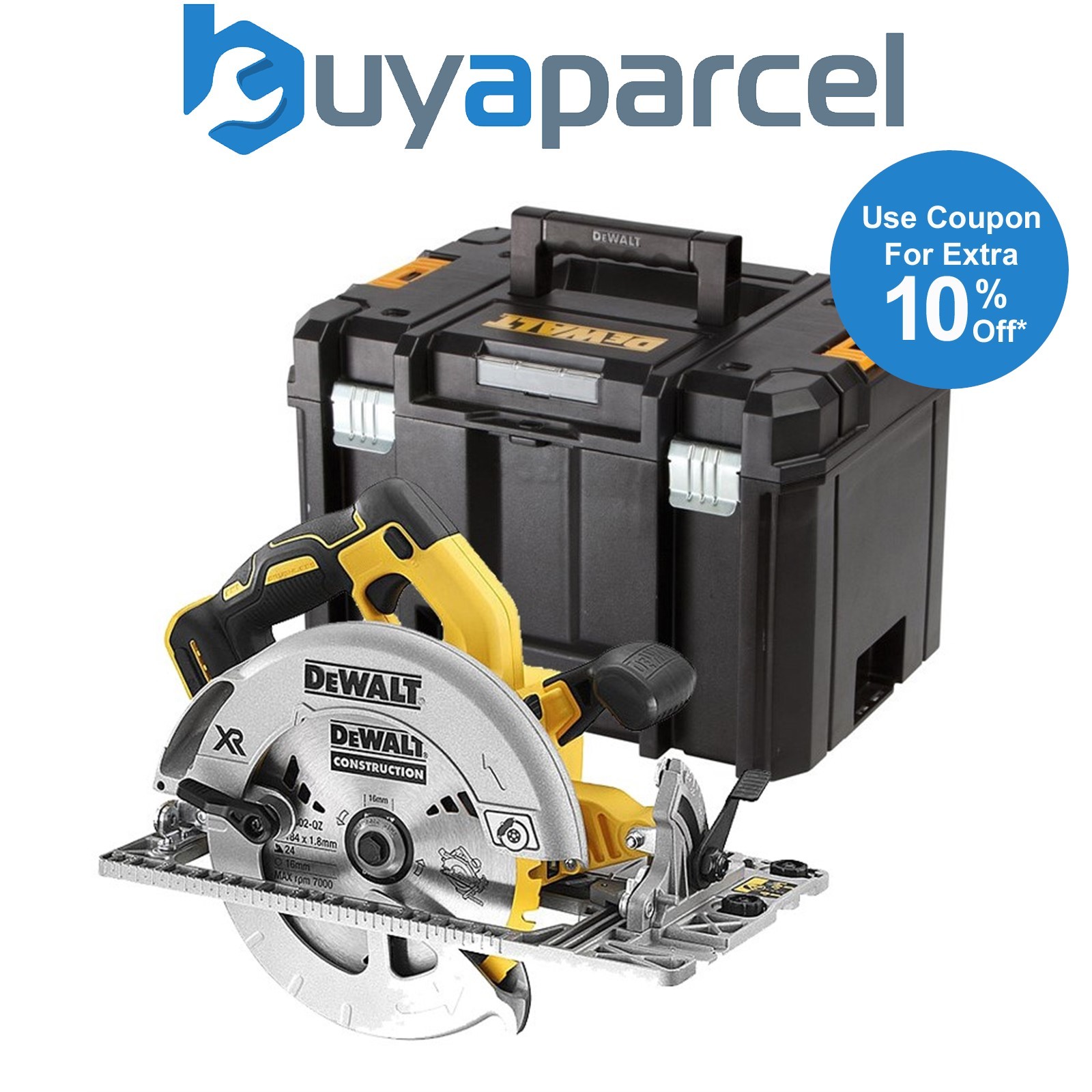 Dewalt DCS572N 18v XR Brushless 184mm Circular Saw Guide Rail Base + Tstak Case