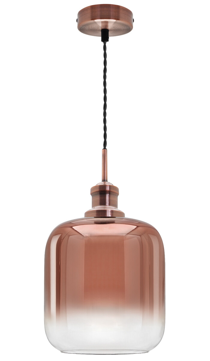 Vintage Rose Gold Glass Copper Shade Pendant Ceiling Light Chandelier M0201