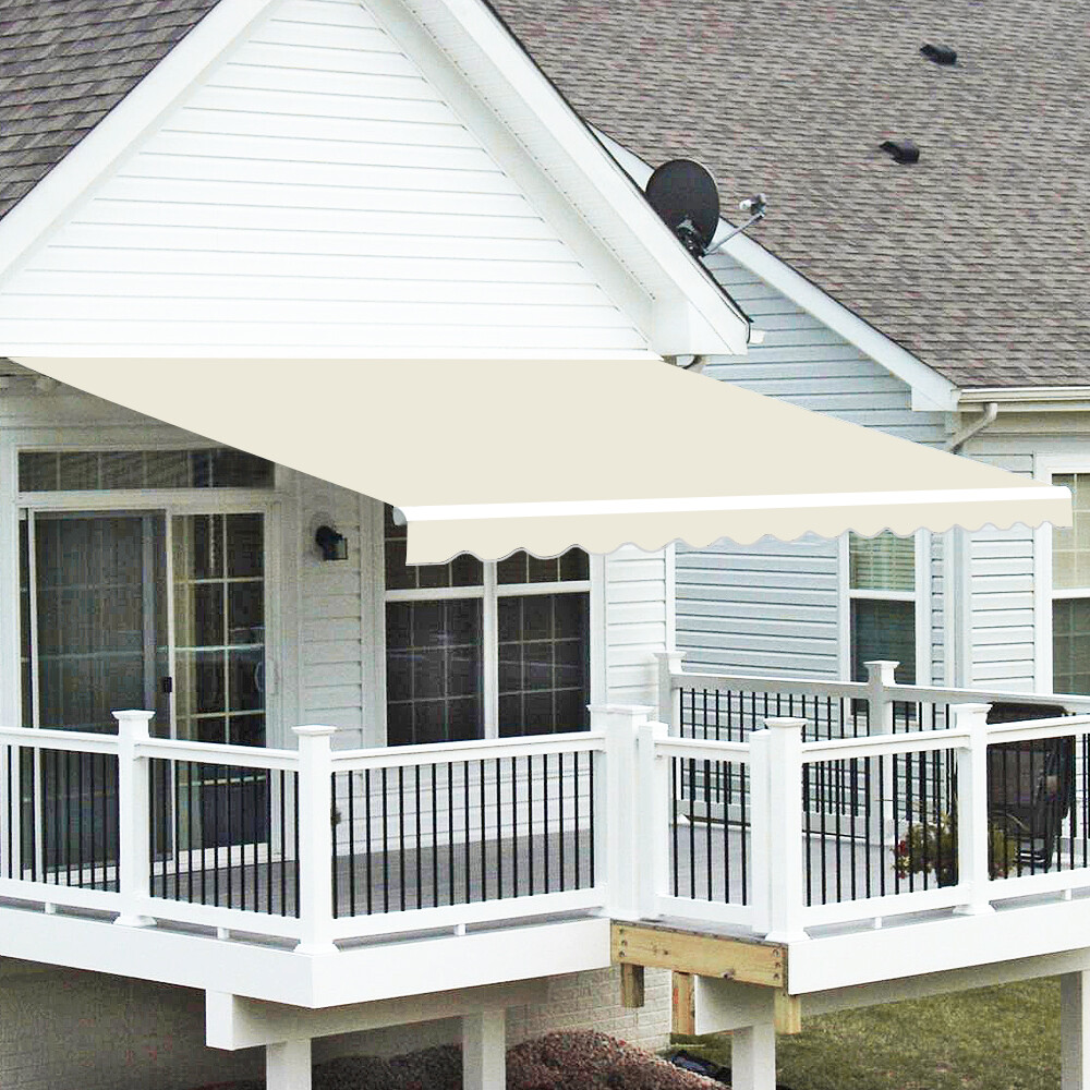 3.5x2.5m Outdoor Manual Awning Retractable Shelter Sun Shade Patio Canopy Cream