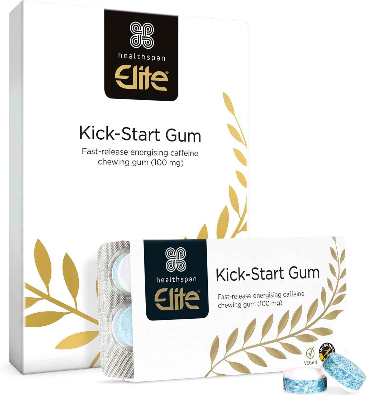 Healthspan Elite Caffeine Chewing Gum (40 Pieces) | 100mg Fast-Release Caffeine