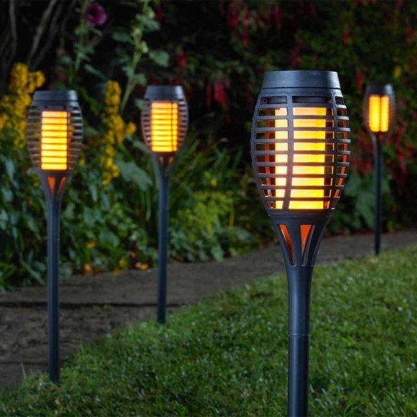 Smart Garden Party Flaming Torch Garden Light- 5pc Carry Pack - Black