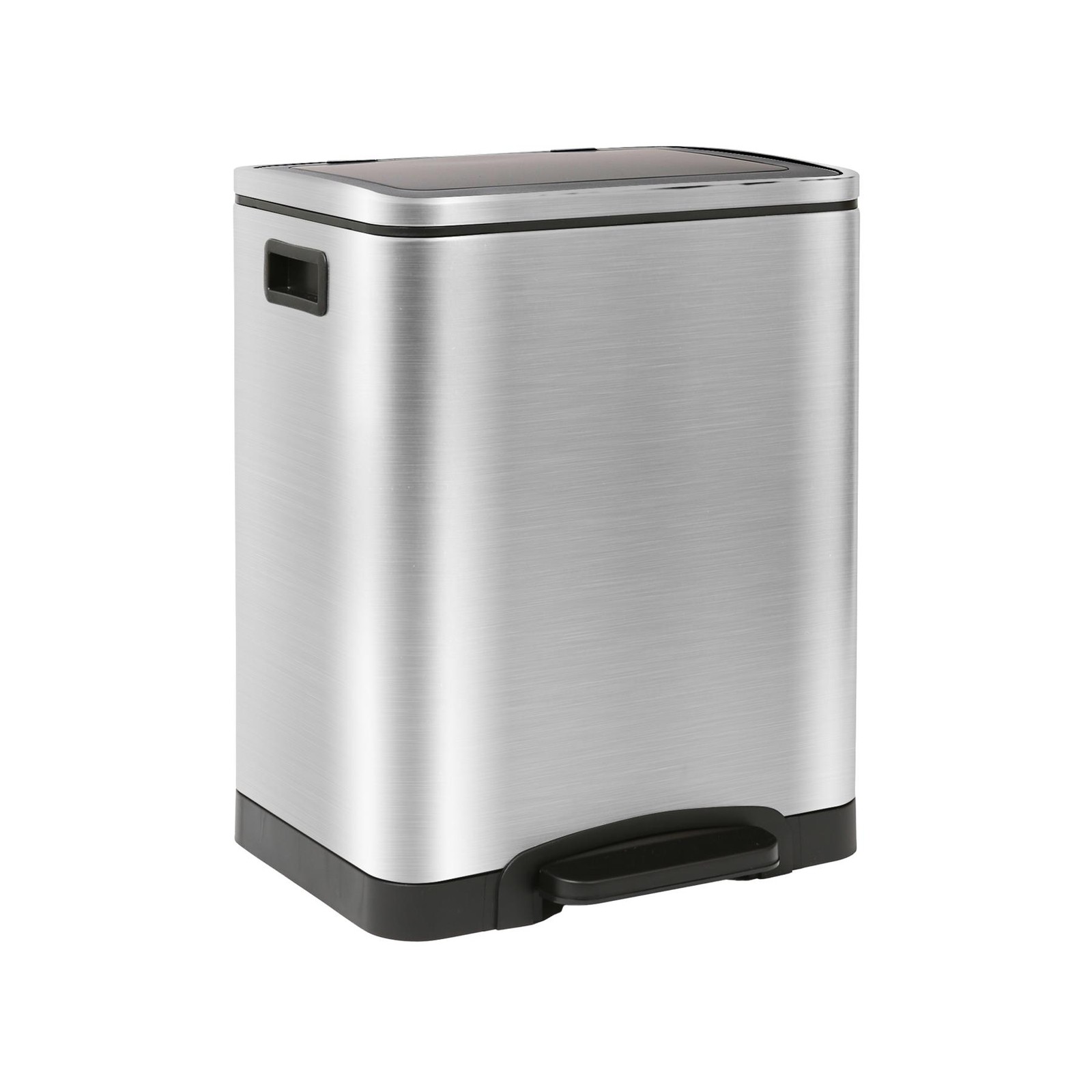 1x 30L (2 x 15L) Stainless Steel Double Kitchen Pedal Bin Brushed Recycling Bin