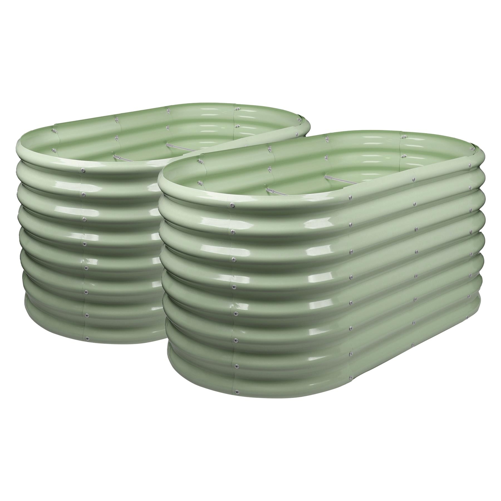 2x Rounded Raised Garden Beds 120cm x 60cm x 60cm Green Galvanised Steel Planter
