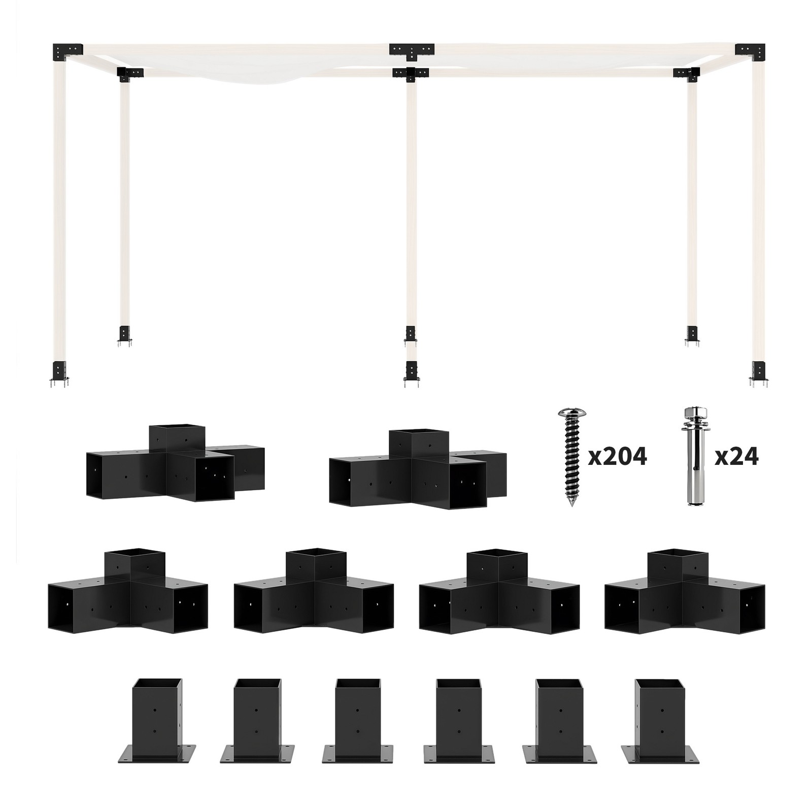 Outsunny Pergola Kit, Pergola Brackets with 3-Way & 4-Way Corner Brackets