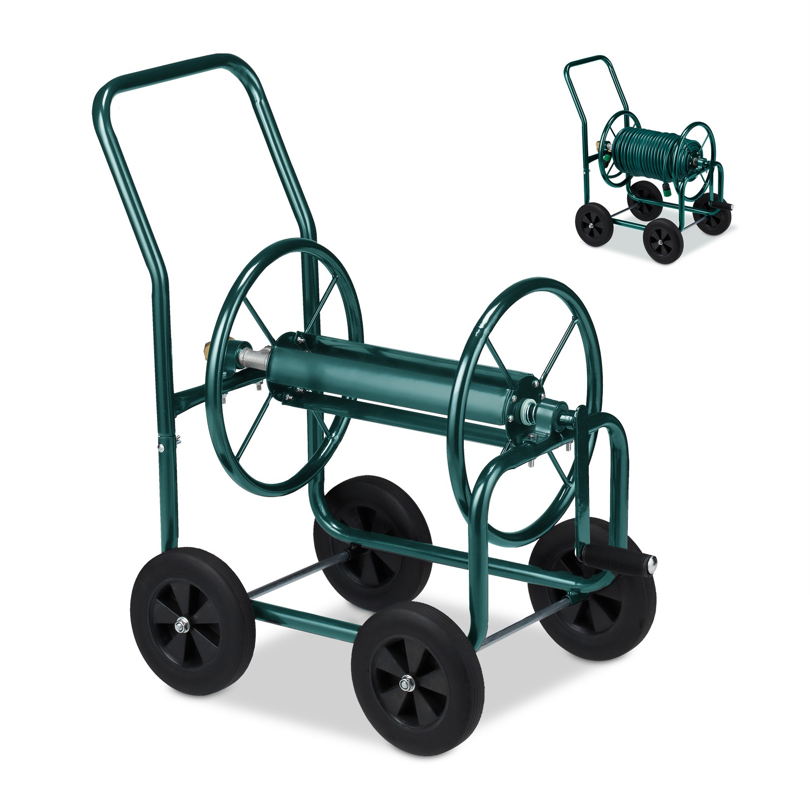 Hose trolley 4 Wheels Steel Frame Garden Hose Cart Water Hose Reel 10.8 kg