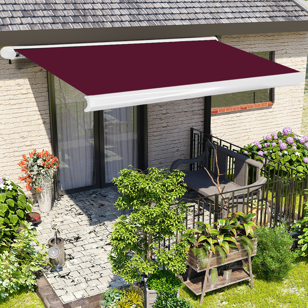 3x2.5M Full Cassette Electric Remote Control Retractable Awning Wine Red