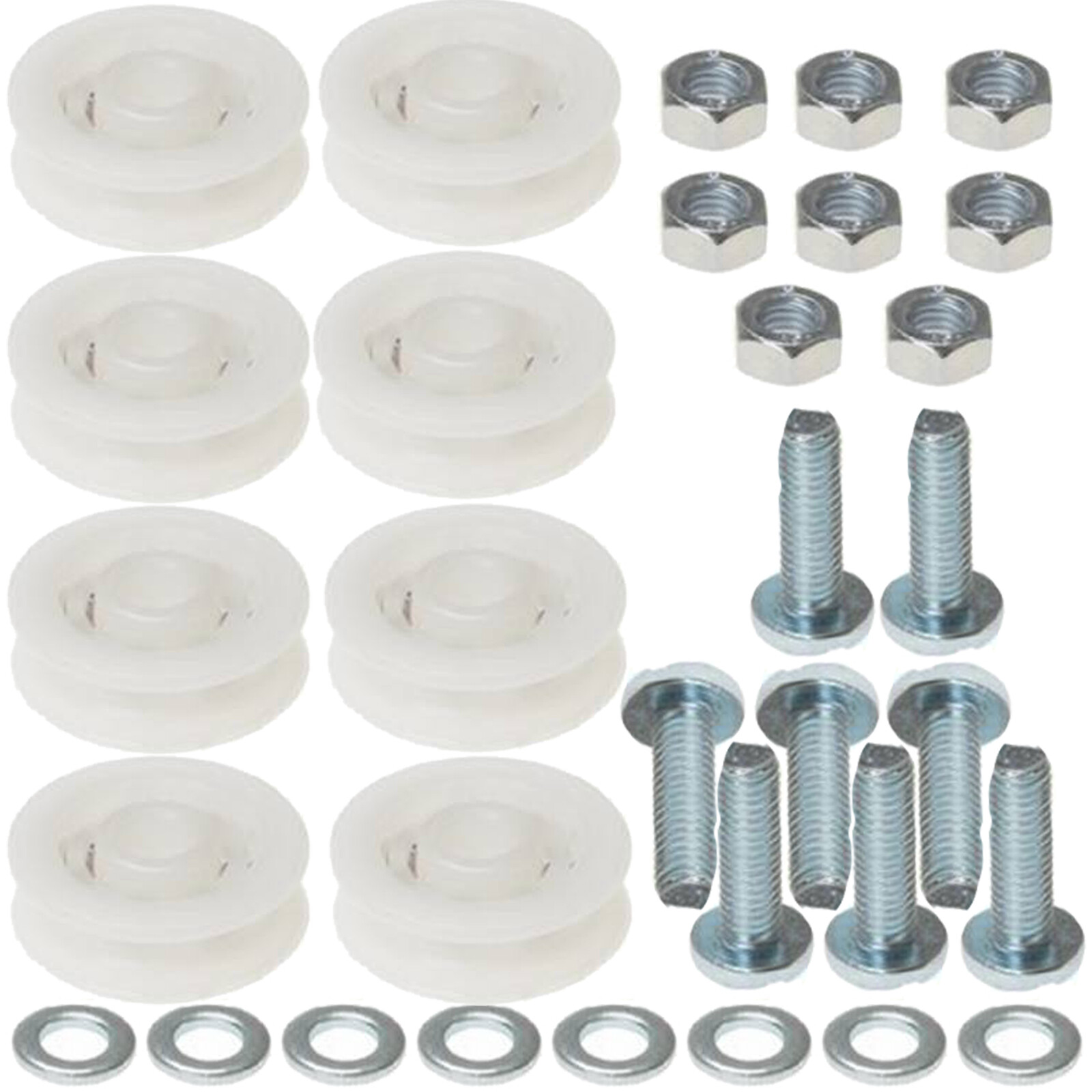 Greenhouse Sliding Door Wheel Roller Repair Kit 28mm Nylon Wheels x 8