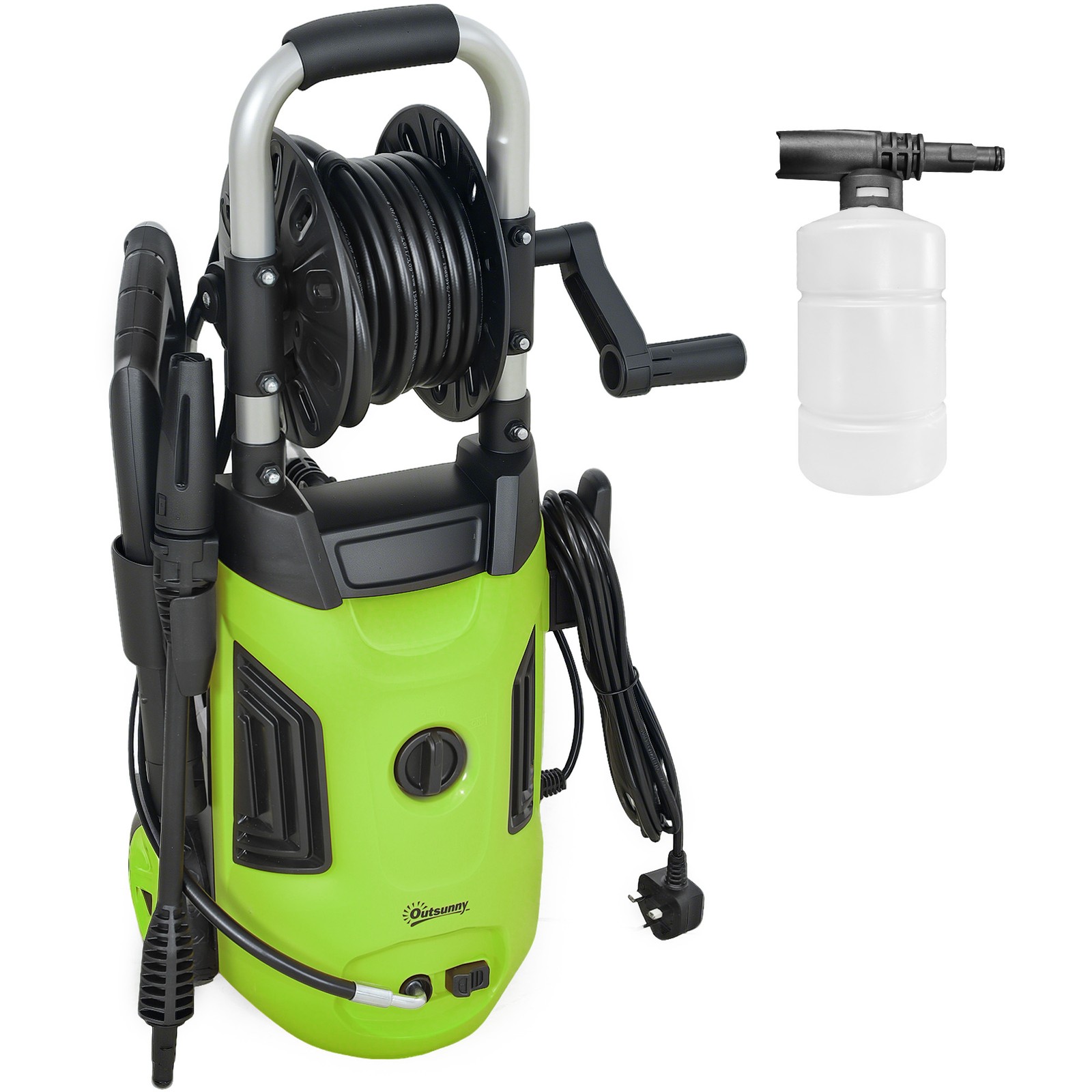 Outsunny 1800W Power Washer 150 Bar w/ 6M Hose, Green, Refurbished