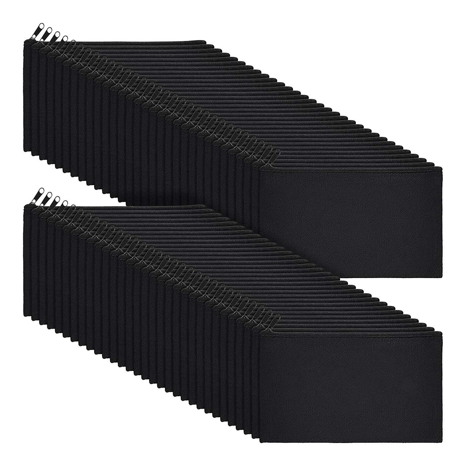 2X(Canvas Zipper Makeup Bags 80 Pack with Zipper, Black S9E2)9101