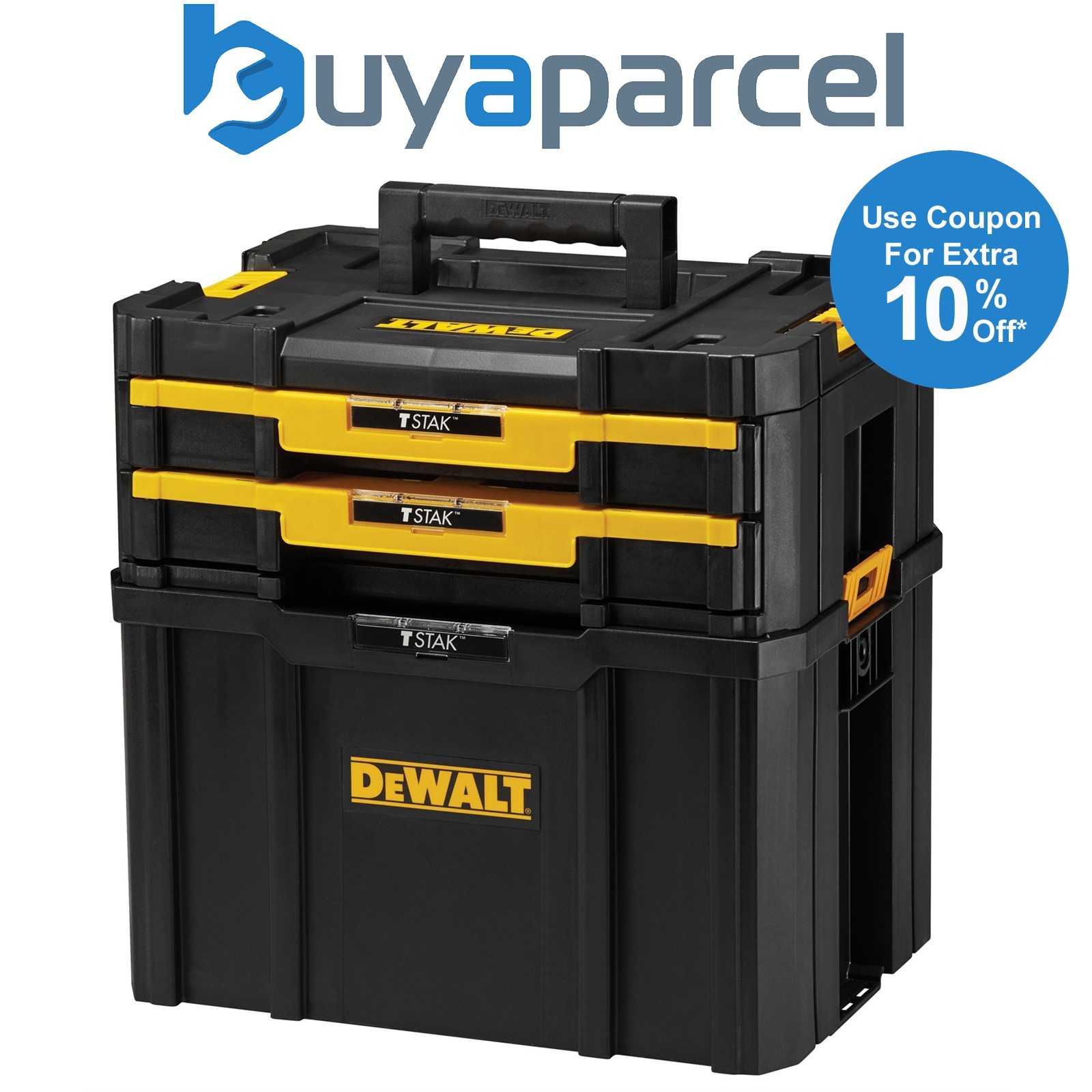 Dewalt Tstak IV Combo - Carry Open Tote Tool Box Carrier + 2 Drawer Organiser