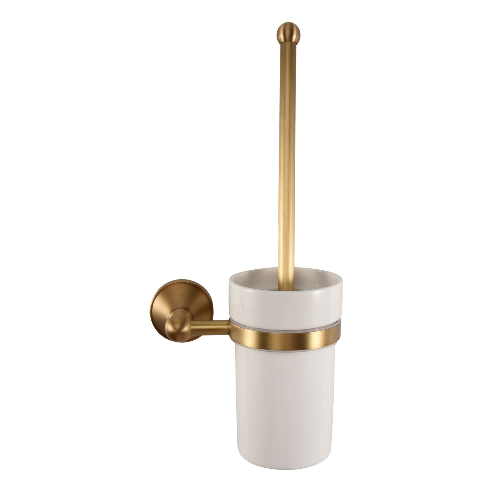Antique Brass Bathroom Toilet Brush Set Holder Brush with Ceramic Cup V1U74338