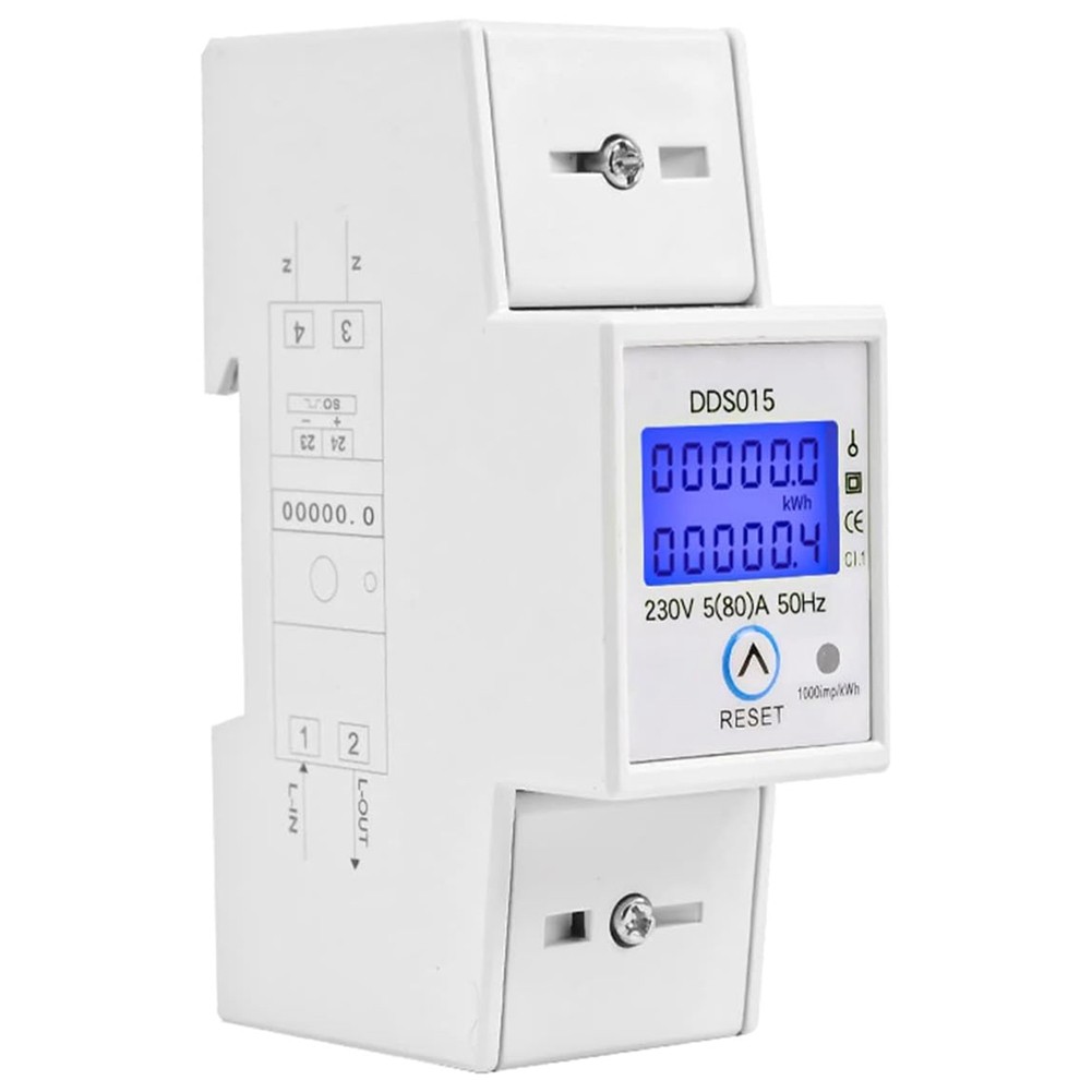 2X(Digital Single Phase Energy Meter 5-80A 230V 50Hz Energy Meter DDS0158686