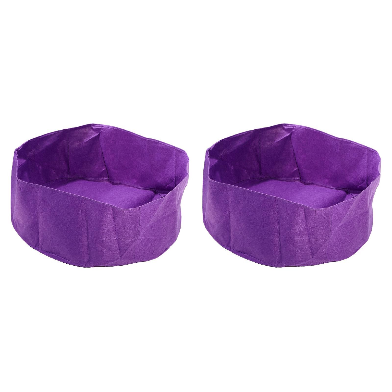 2Pcs Garden Grow Bag 40 Gallon Felt Fabric Round Planting Bed Plants Pot Purple