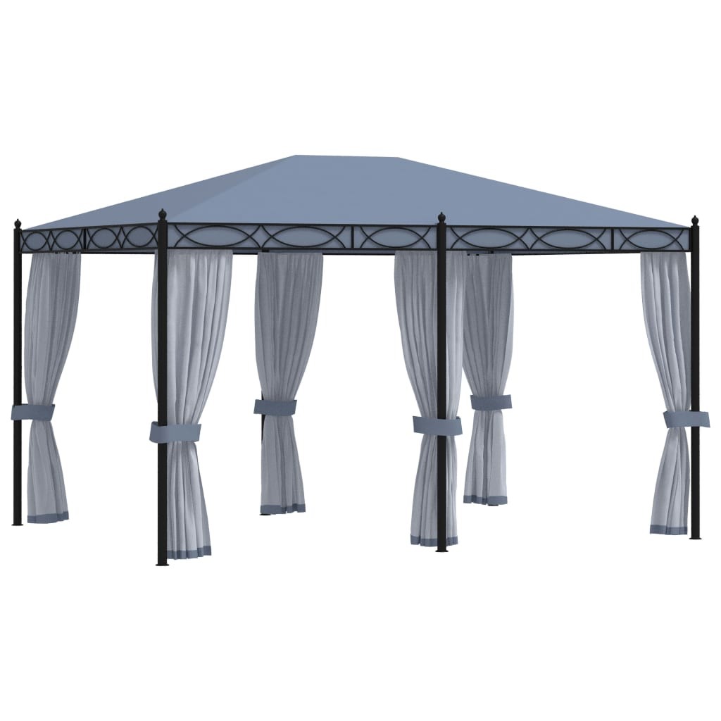 Gazebo with Mesh Screens 3x4m Anthracite Steel Garden Party Tent Canopy vidaXL