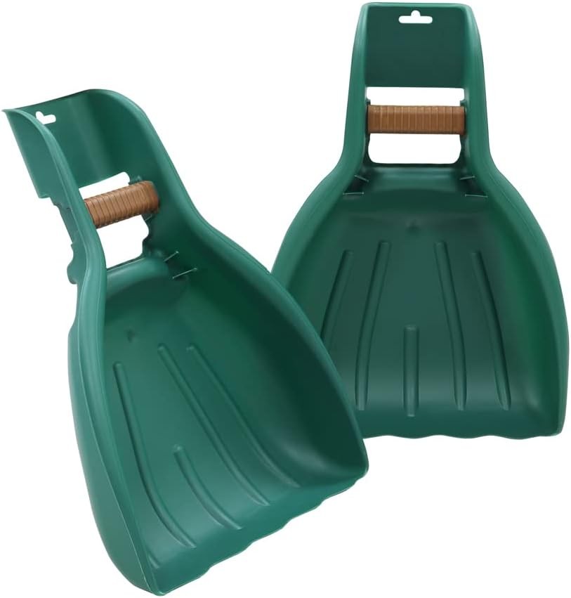 JVL Outdoor Garden Leaf Grabber Scoop, Set of 2, Green