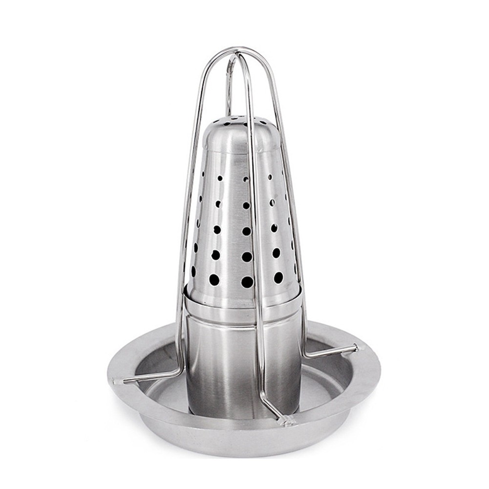 3X(Chicken Roaster Stand Can Vertical Chicken Holder with Drip Pan Upright3558