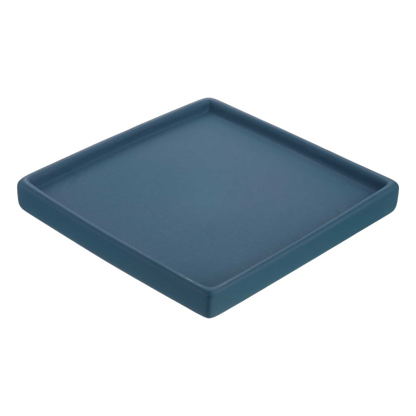 Plant Pot Saucers 6.7 Inch, Ceramic Square Flower Tray, Dark Blue