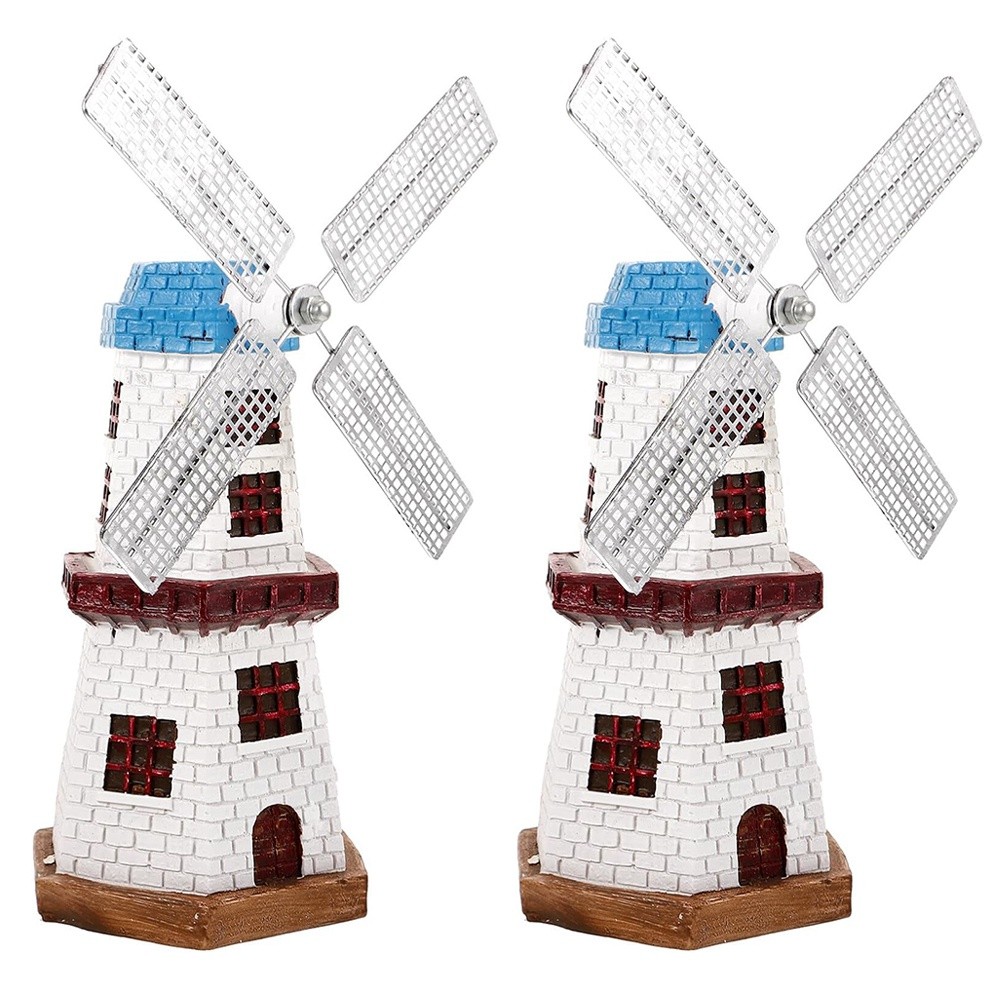 2X(Windmill Ornaments, Retro European Dutch Windmill Statue Windmill Model5514