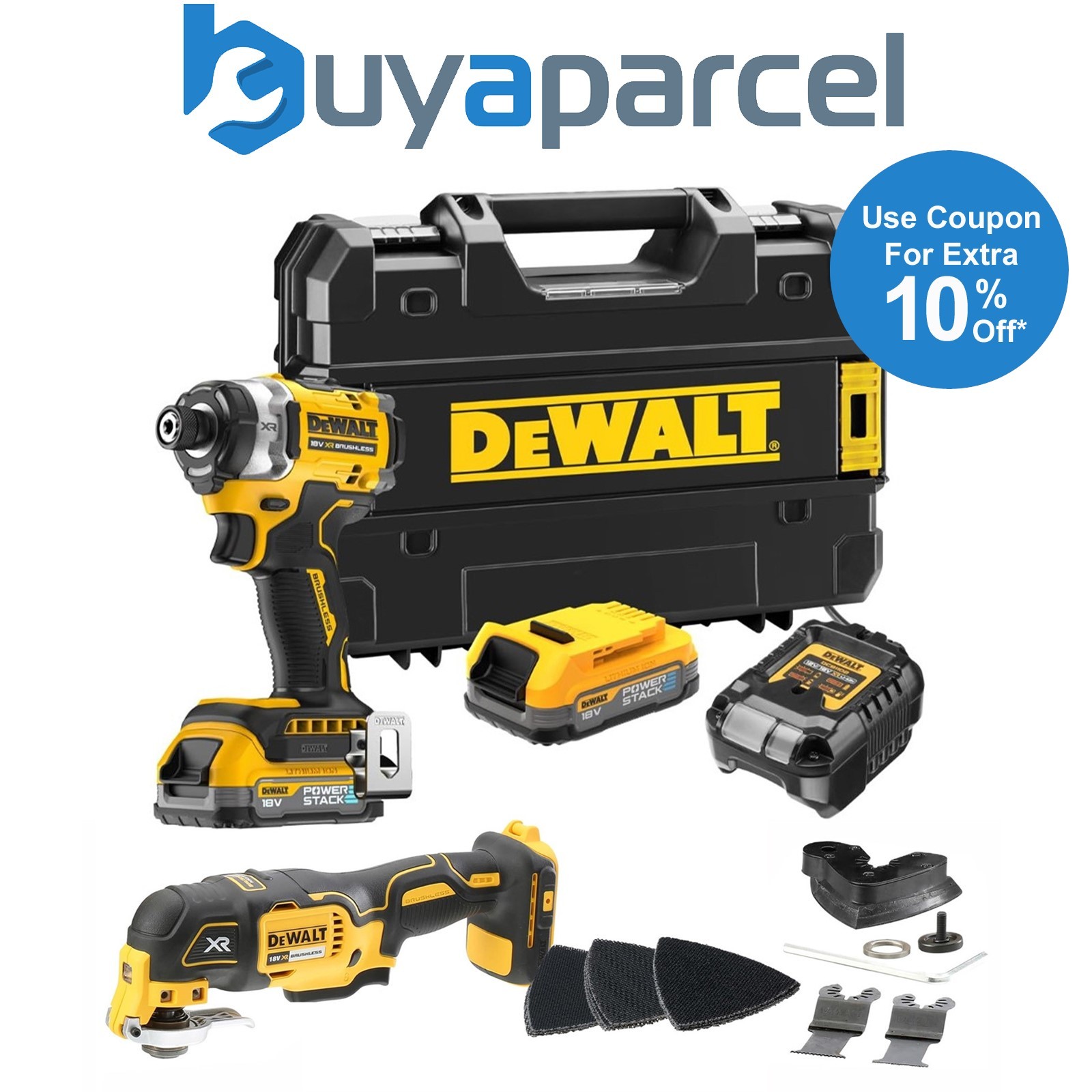 Dewalt 18v XR Premium DCF860E2T Impact Driver 282Nm 2 Bat + DCS355N Multi Tool