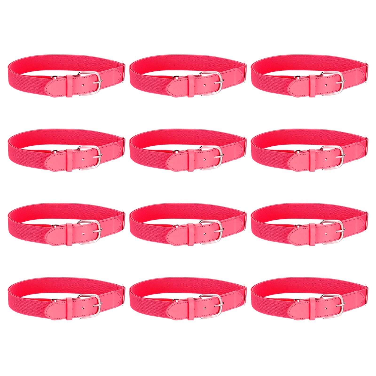 Baseball Belt Softball Belt Fit for Youth- (12 Pack, Rose Red)