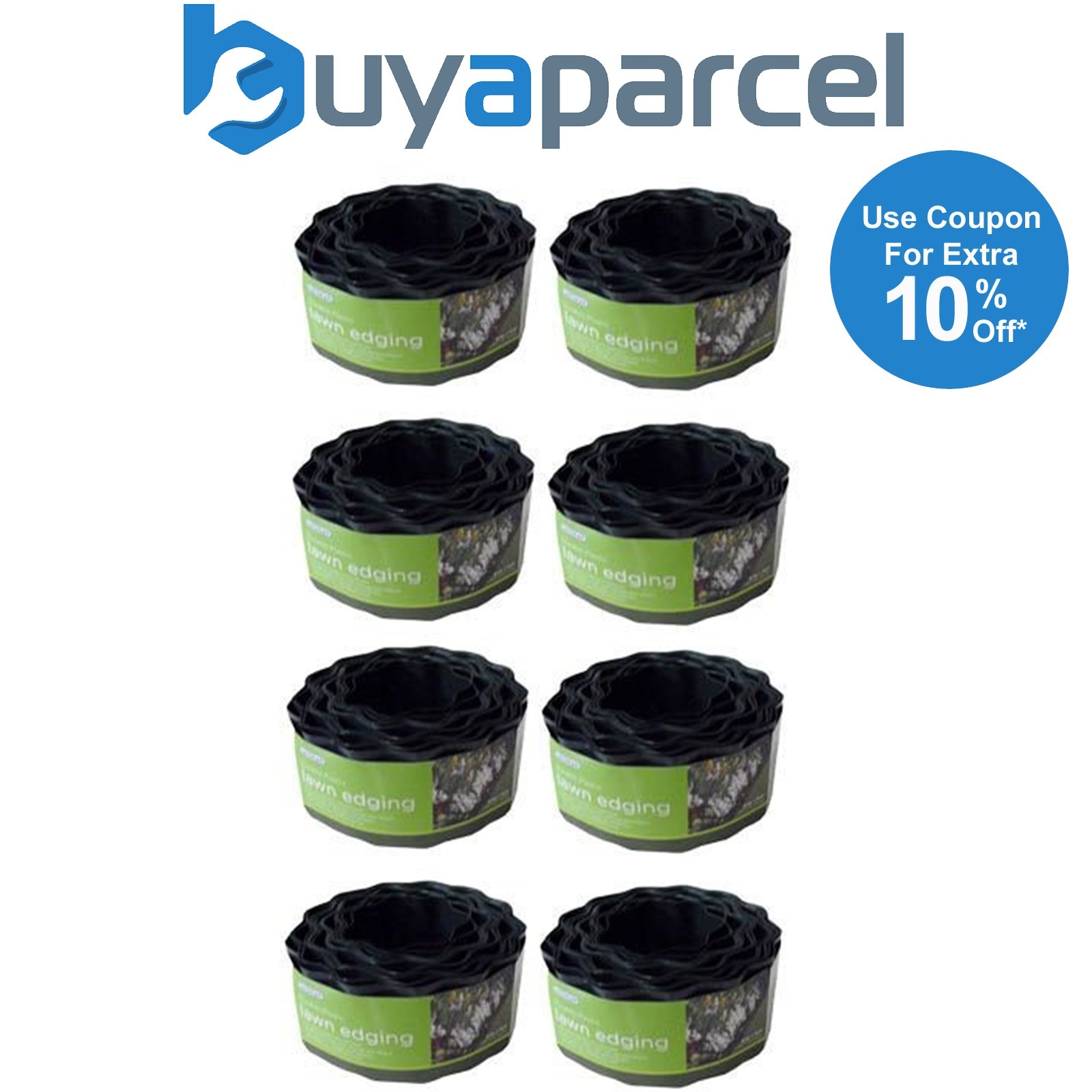 8 x Smart Garden 10cm x 10m Plastic Garden Lawn Path Border Edging Roll 7020011