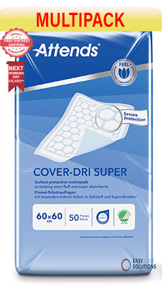 200 x Attends Cover-Dri Super Disposable Bed Pads | 60 x 60 cm | 4 Packs of 200