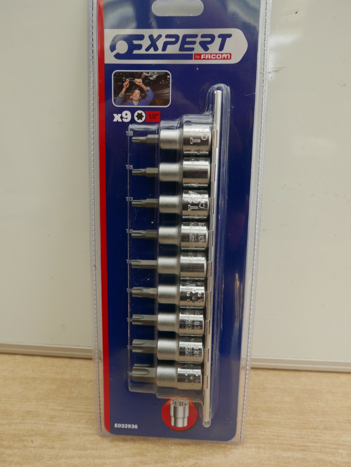 BRITOOL EXPERT BY FACOM E032936 9PCE 1/2" HEX TORX BIT SOCKET SET + RAIL