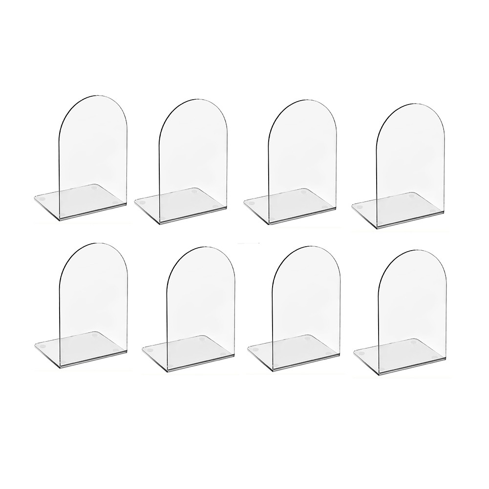 Bookshelf L-Shaped Acrylic Bookends Stand Desktop Decorative Storage Rack T6C4