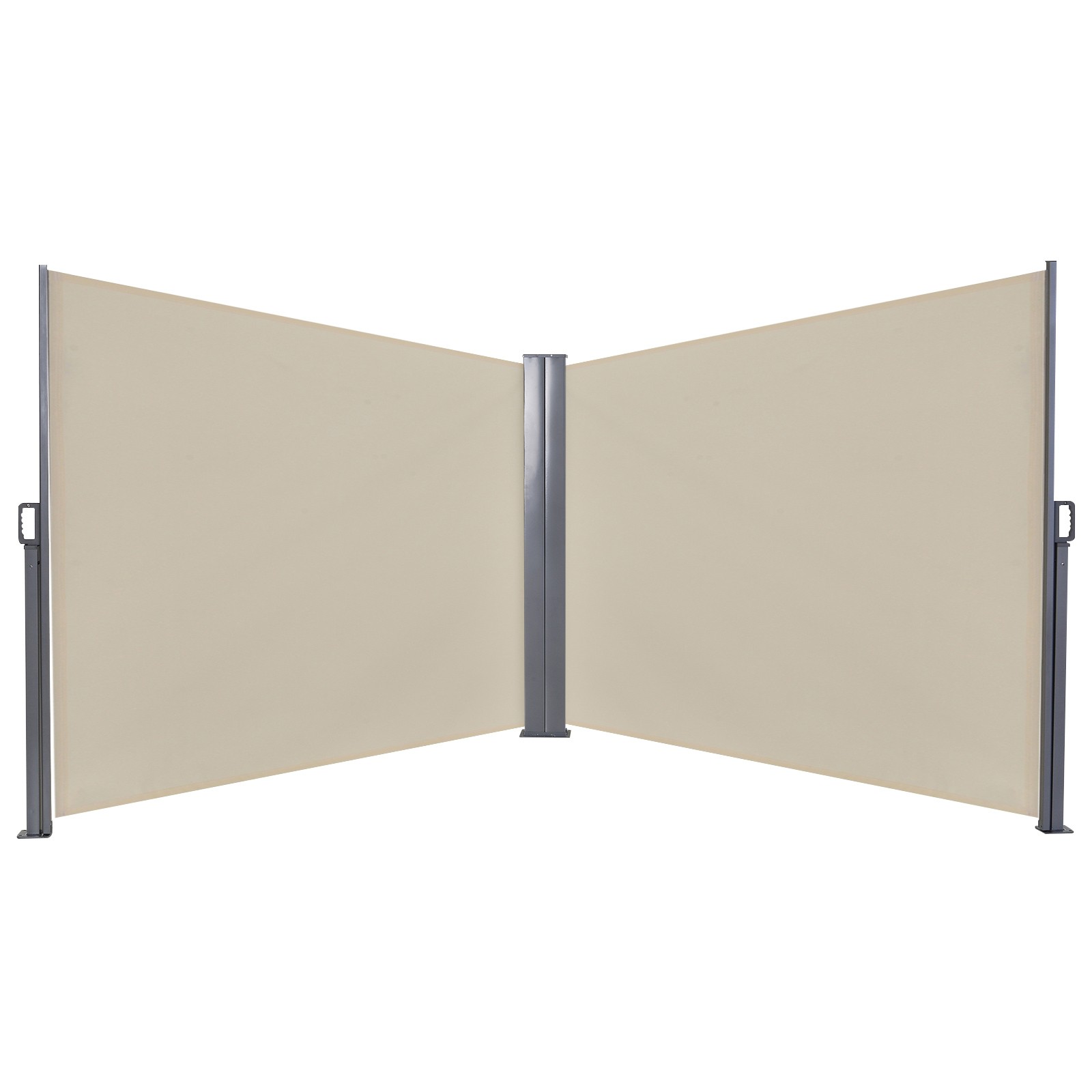 Outsunny Retractable Double Side Awning Screen Fence Privacy Beige, 6x1.6m