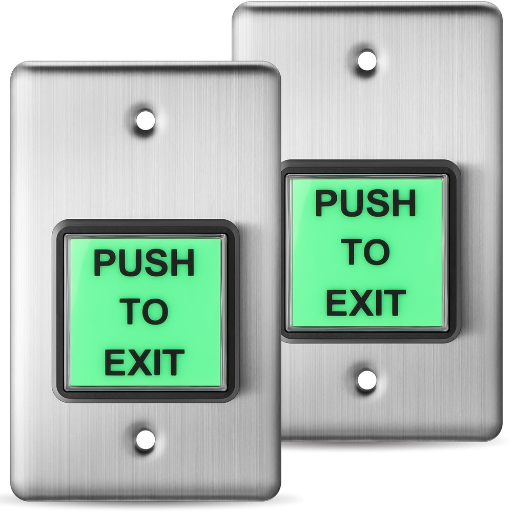 2 Pcs Push to Exit Button Indoor Green Square Request to Exit Button7052