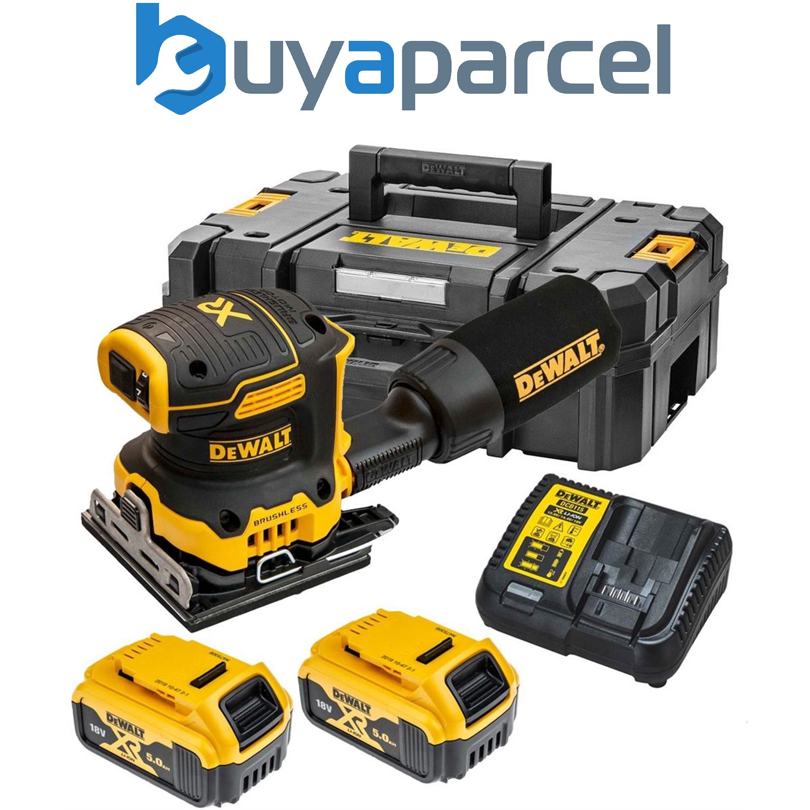 Dewalt DCW200P2 Cordless Brushless 18v XR 1/4 Sheet Palm Sander Hook Loop 2x5ah