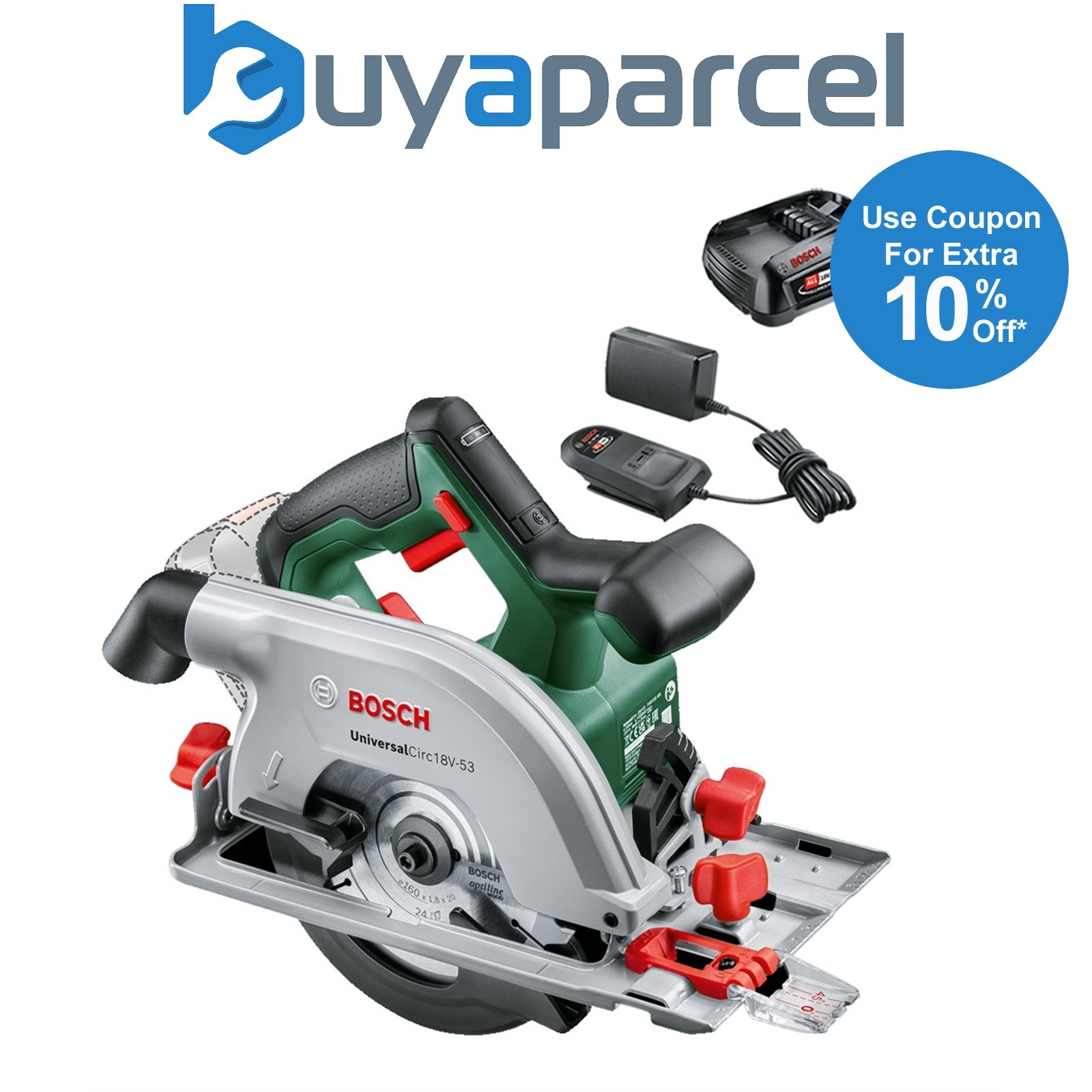 Bosch 06033B1400 UniversalCirc 18v Circular Saw 160mm Fits Rail 2.5AH Battery