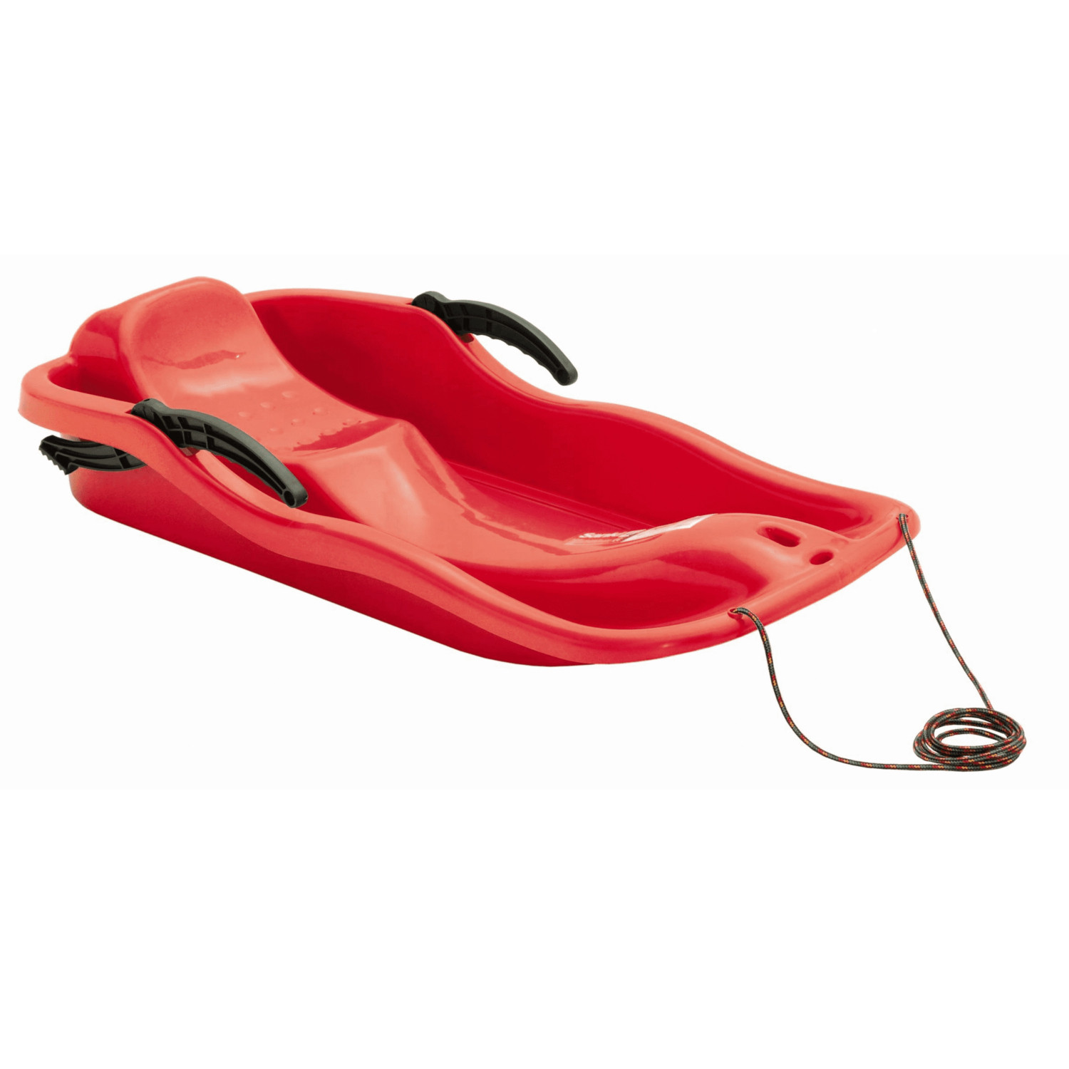 Red Plastic Sled for Kids Bob Race with Handbrake and Maximum Winter Fun