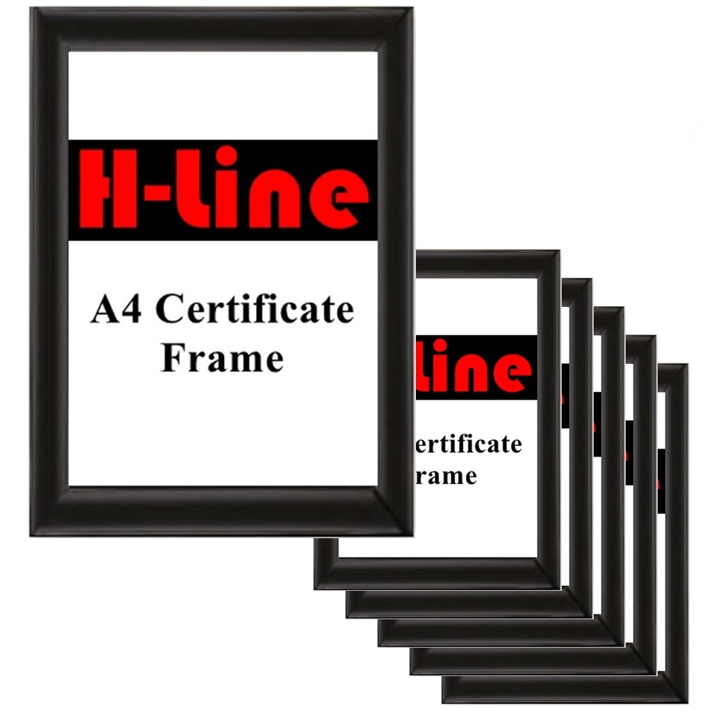 6 X A4 CERTIFICATE BLACK PHOTO PICTURE FRAMES STYRENE FRONT FREE STANDING WALL