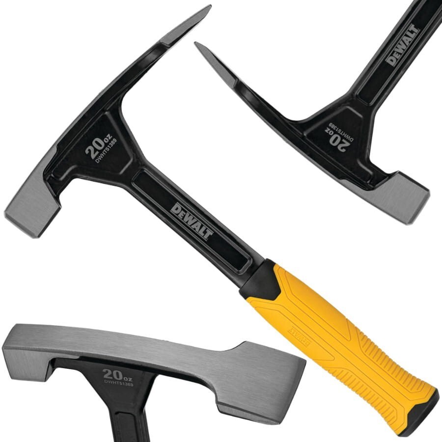 Dewalt 20oz Bricklayers Chipping Builders Brick Hammer, All Steel, DWHT51389-0