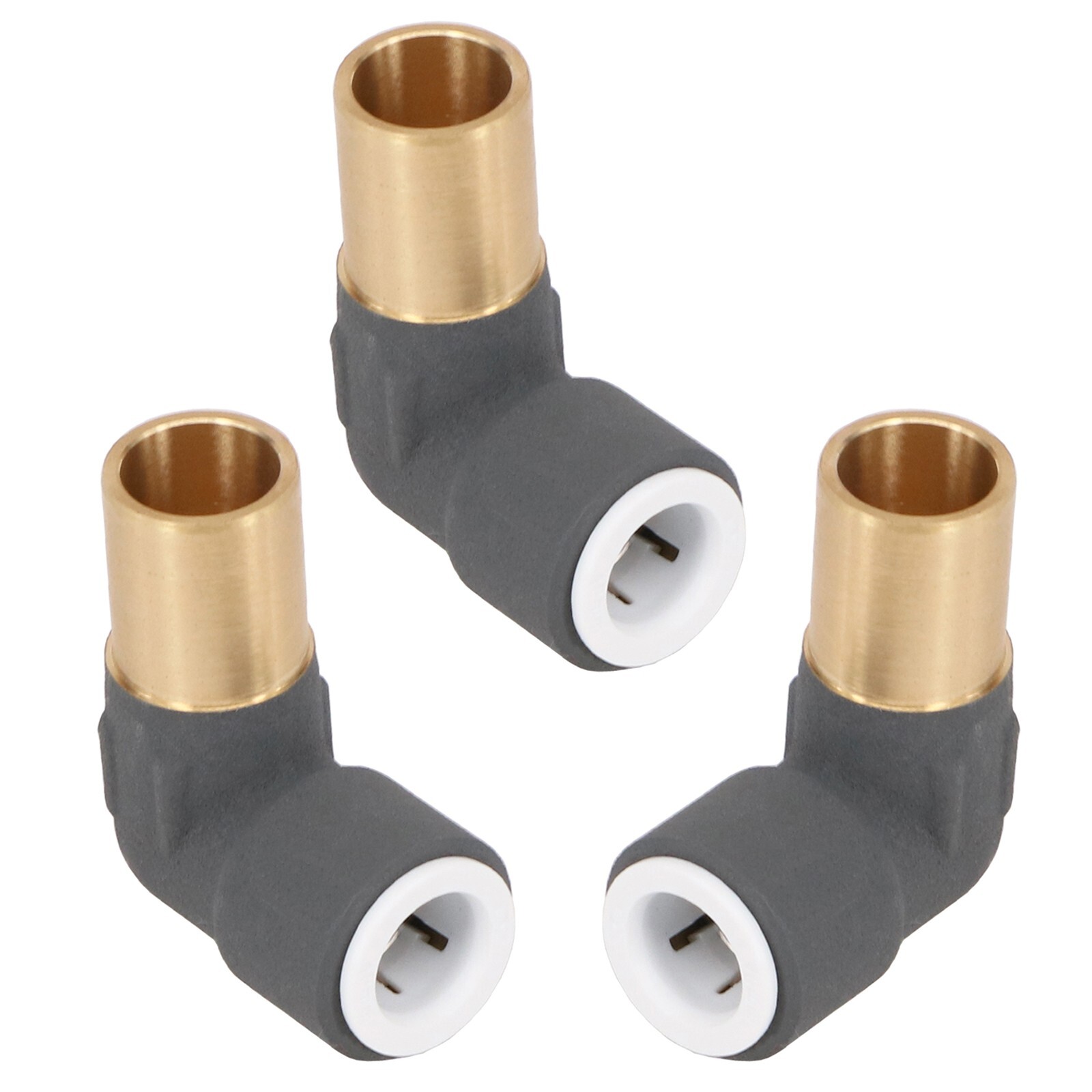 Radiator Valve Reducing Elbow Stem Compression Anthracite 15mm x 10mm Pushfit x3