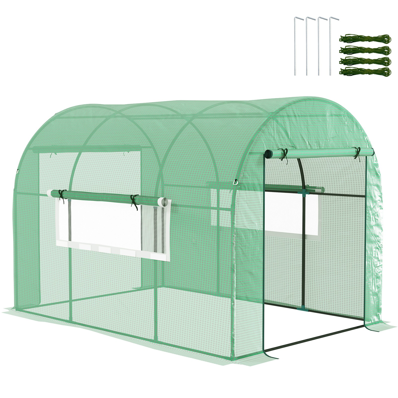 Outsunny 3 x 2 x 2m Polytunnel Greenhouse with Doors and Mesh Windows