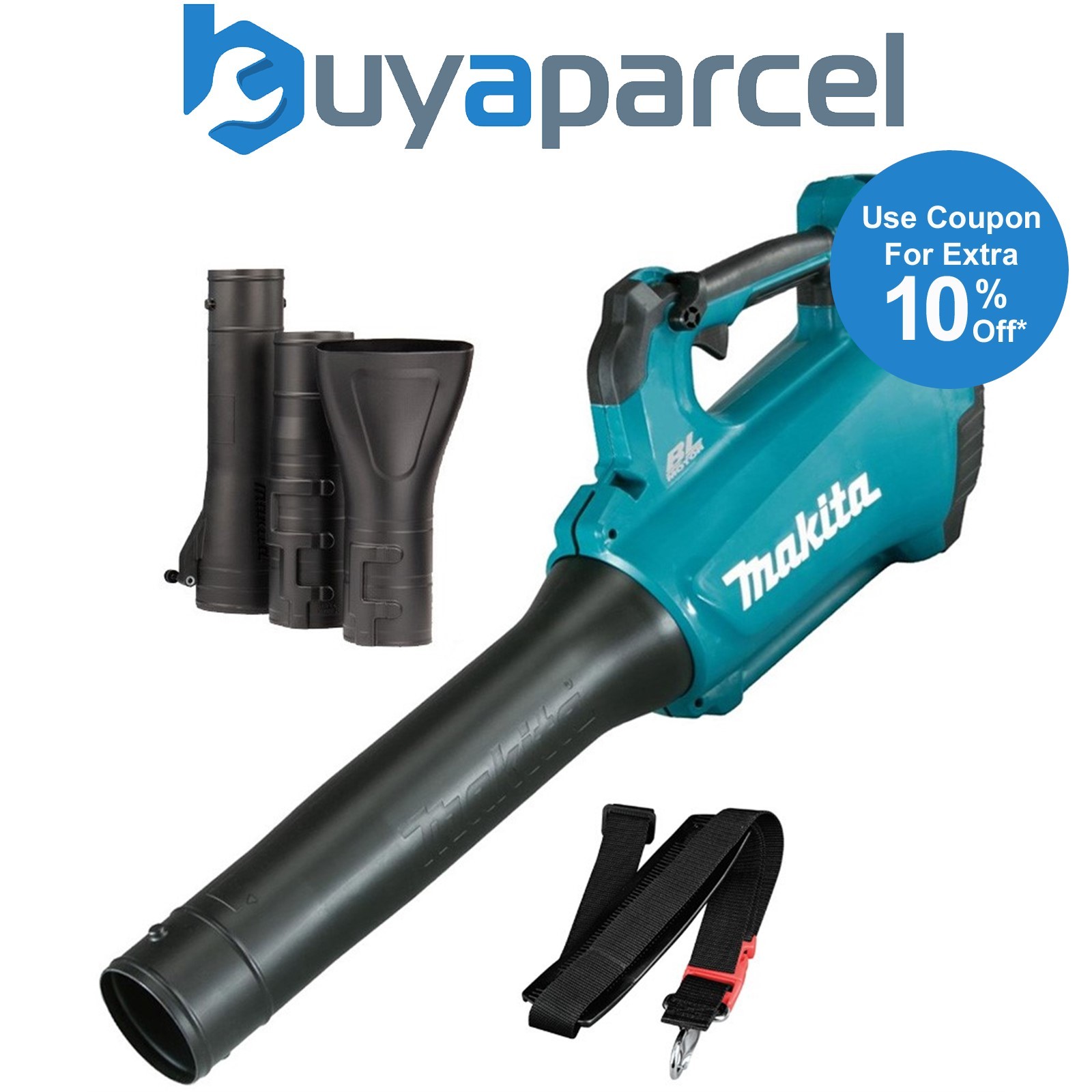 Makita DUB184Z LXT 18v Lithium Cordless Brushless Leaf Blower + Nozzles + Strap