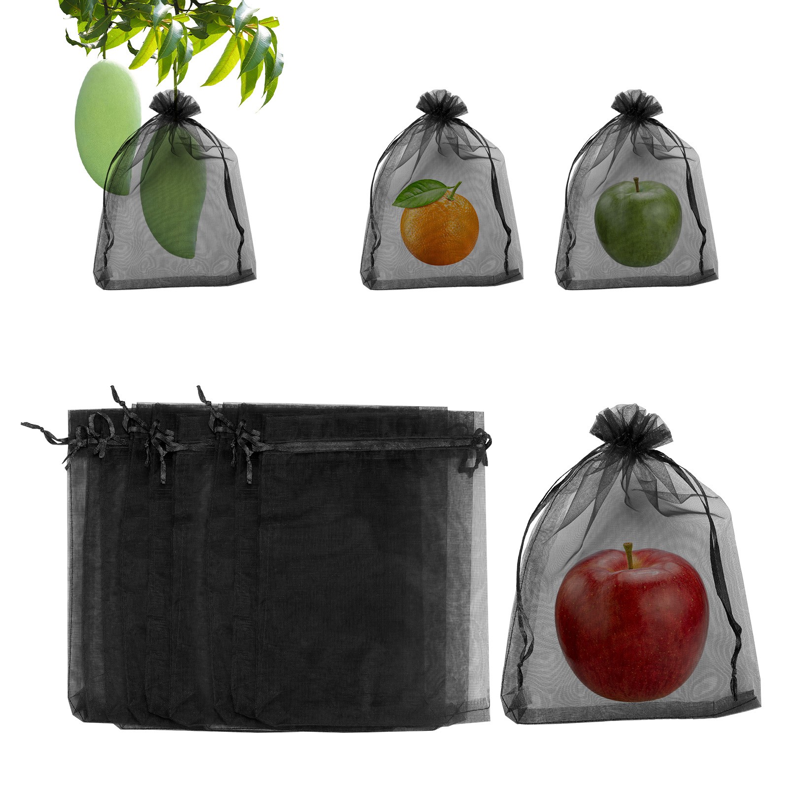 200 Pcs Fruit Protection Bag - 6x8 Inch Fruit Bag Apply to Plants(Black)