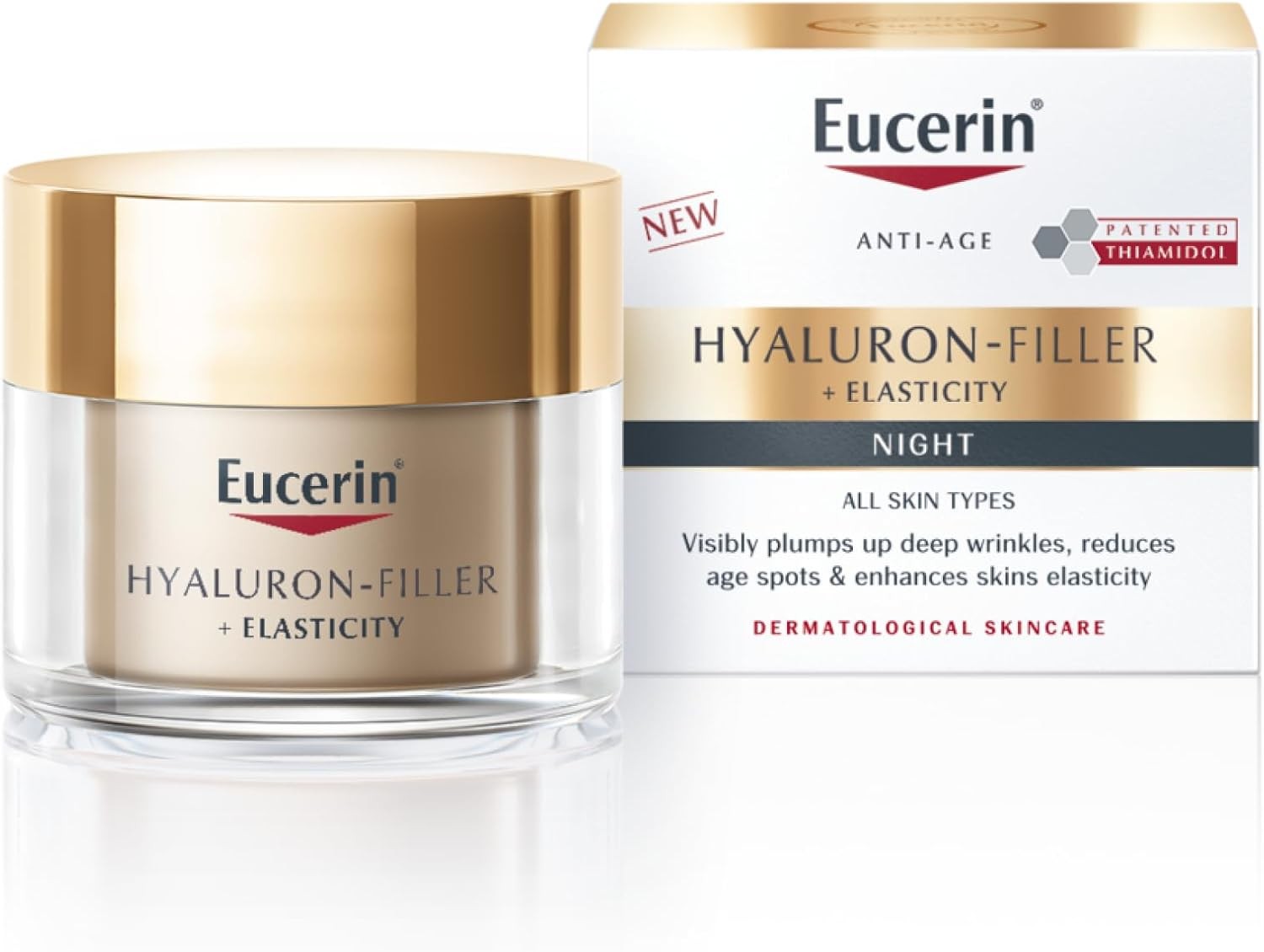 Eucerin Hyaluron-Filler + Elasticity Night 50ml, Anti-Ageing Night Cream for Ma