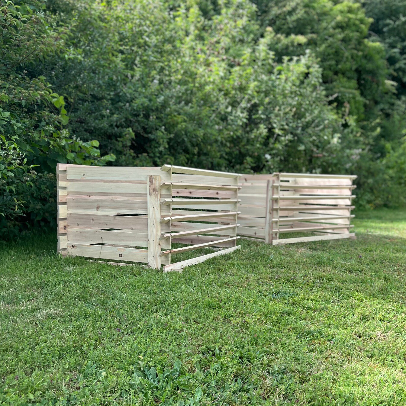 Wooden Slatted Garden Composters Wood Compost Bin (65cm x 120cm) - Pack of 2