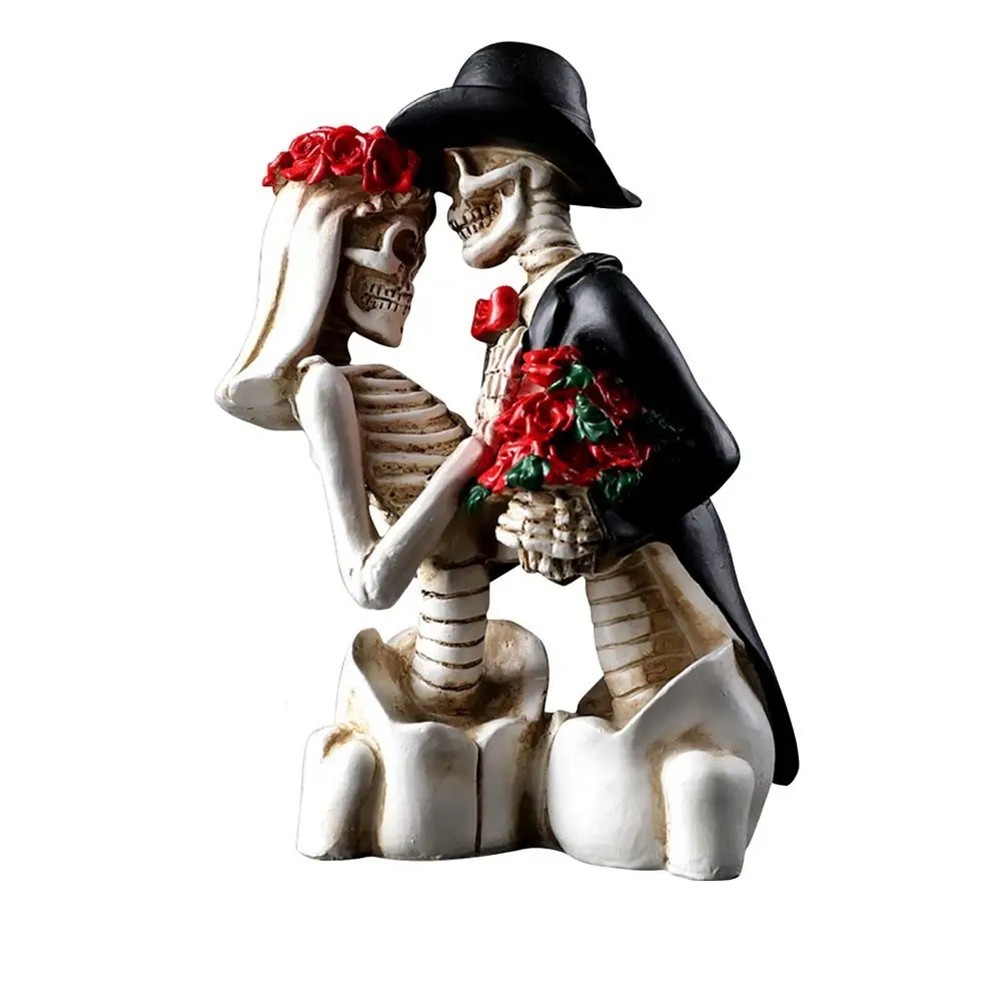 Resin Skeleton Figurine Halloween Decoration Gothic Lovers Romantic Bride &1662