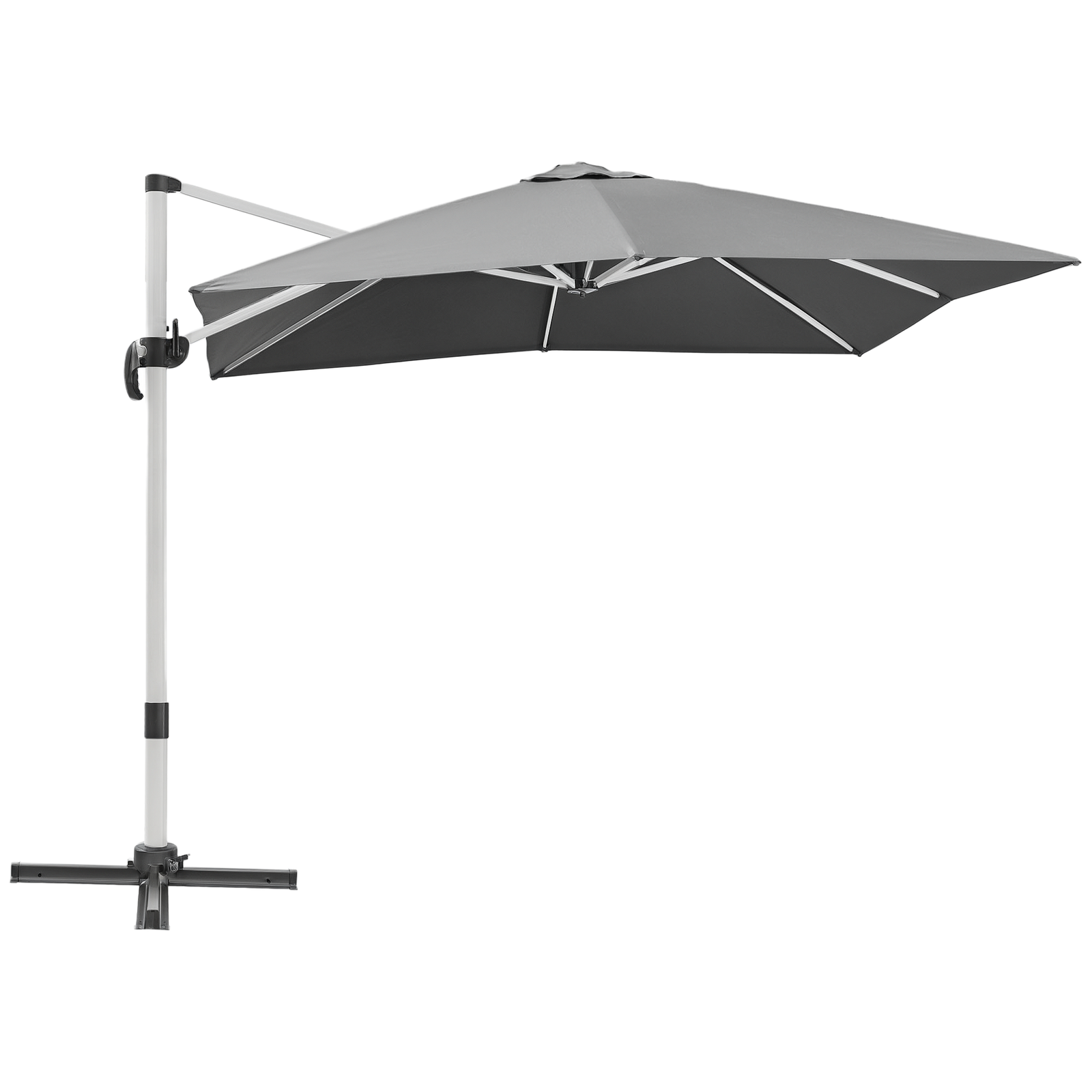 Outsunny 3 x 3(m) Cantilever Roma Parasol Garden Umbrella with Cross Base Grey