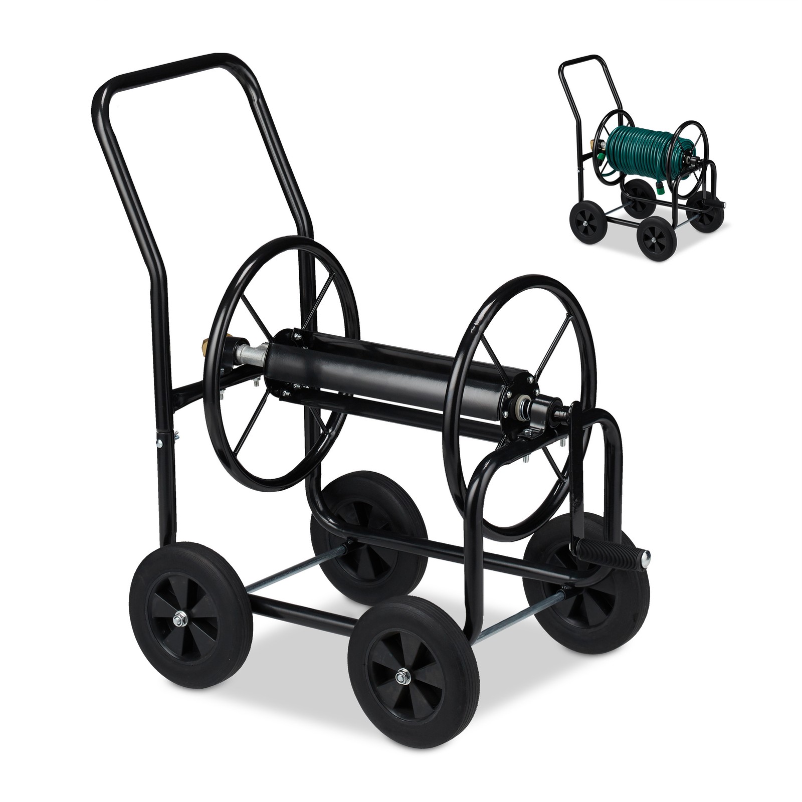 Hosepipe reel cart Metal Hose Carrier Lightweight 4 Wheels Hosepipe Trolley