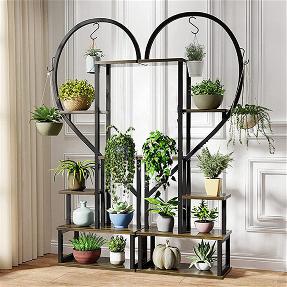 2PCS XL Plant Stand Shelf Outdoor Garden Patio Flower Shelf Basket Hanging Racks