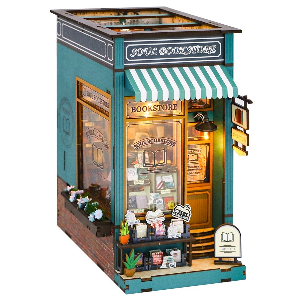 DIY Book Nook Kit 3D Wooden Puzzle Bookshelf Insert Decor DIY MiniDollhouse4550