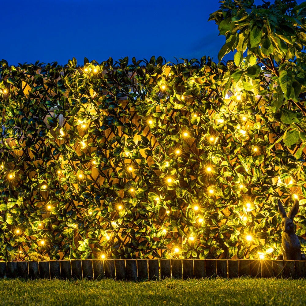 Laurel Leaf Extendable Privacy Screening Artificial Trellis with LEDs 2m x 1m