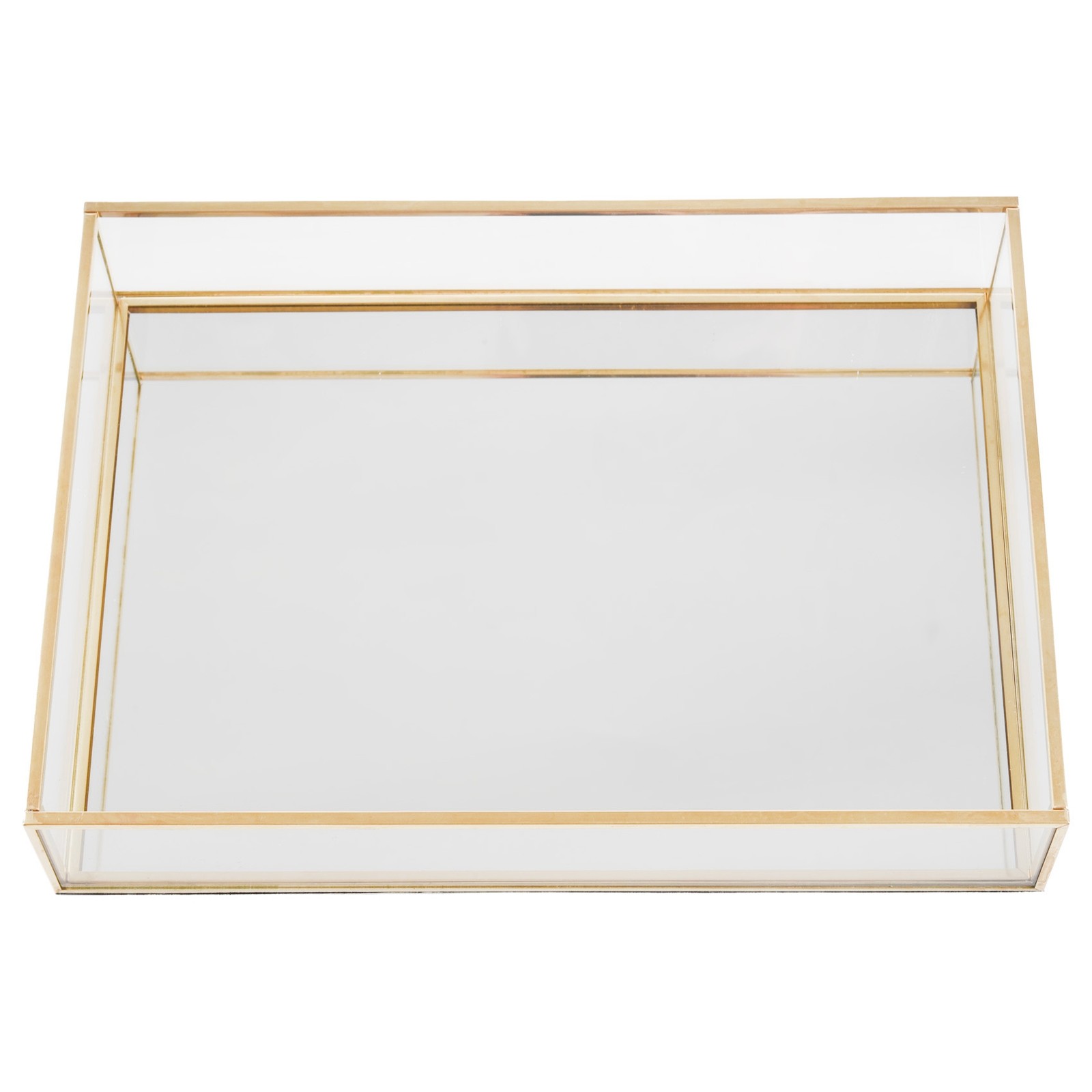 Nordic Retro Storage Tray Gold Rectangle Glass Makeup Organizer Tray3115